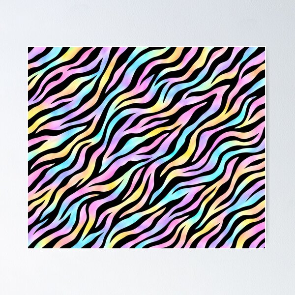 Aperçu de l'œuvre Pastel Rainbow Zebra – Black Animal Print Pattern créée et vendue par HO•Designs.