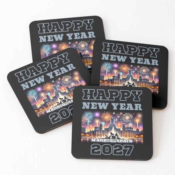 Item preview, Happy New Year 2027 - Madrid - Grey Edition designed and sold by Manic Merch Designs.