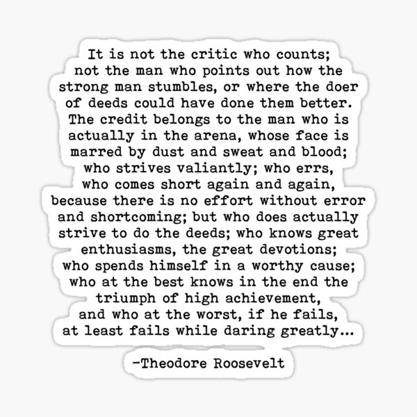 Man In The Arena Theodore Roosevelt Quote Sticker