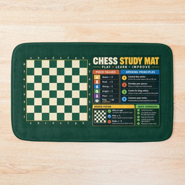 Item preview, Chess Study Mat – Playable Board & Beginner Guide designed and sold by astersgraphics.