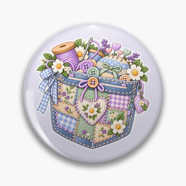 Item preview, Visible Mending Pocket – Cute Patchwork Sewing Pocket with Flowers & Thread designed and sold by AnyMar2023.