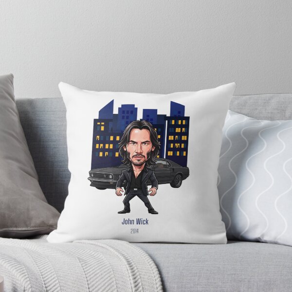 Artikelvorschau, Karikatur von Keanu Reeves als John Wick in der Stadt bei Nacht entworfen und verkauft von vectorlove.