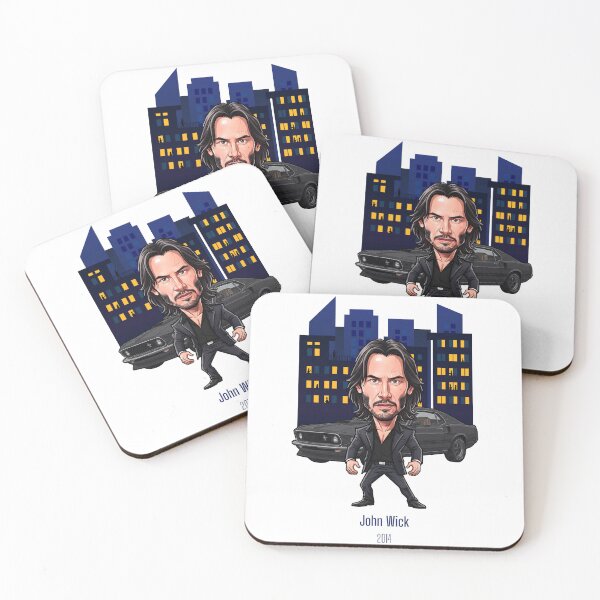 Item preview, Caricatura de Keanu Reeves como John Wick en la ciudad por la noche. designed and sold by vectorlove.