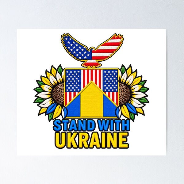 Item preview, Stand with Ukraine American Eagle Sunflowers designed and sold by ArtDesignTp.