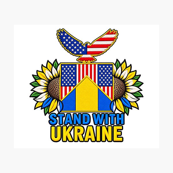 Item preview, Stand with Ukraine American Eagle Sunflowers designed and sold by ArtDesignTp.