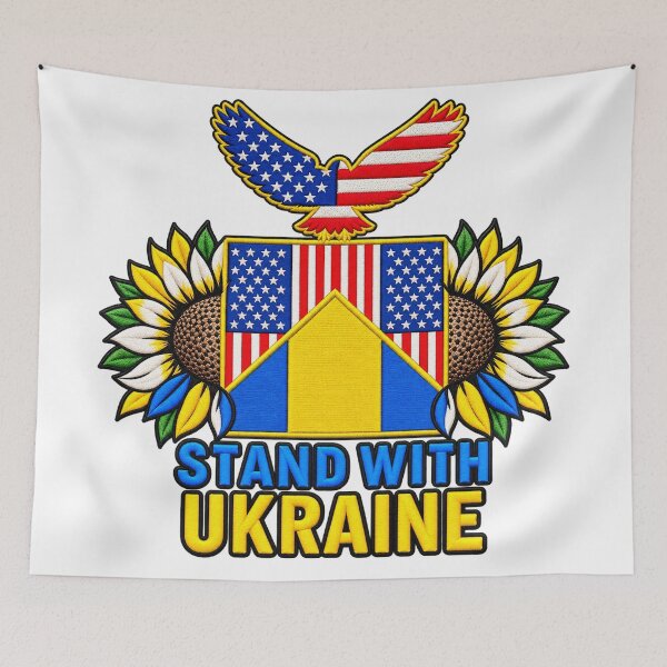 Item preview, Stand with Ukraine American Eagle Sunflowers designed and sold by ArtDesignTp.