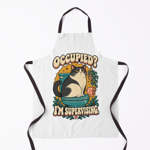 Aperçu de l'œuvre Occupied Funny Cat Bathroom Supervisor Illustration créée et vendue par sasaPRO.