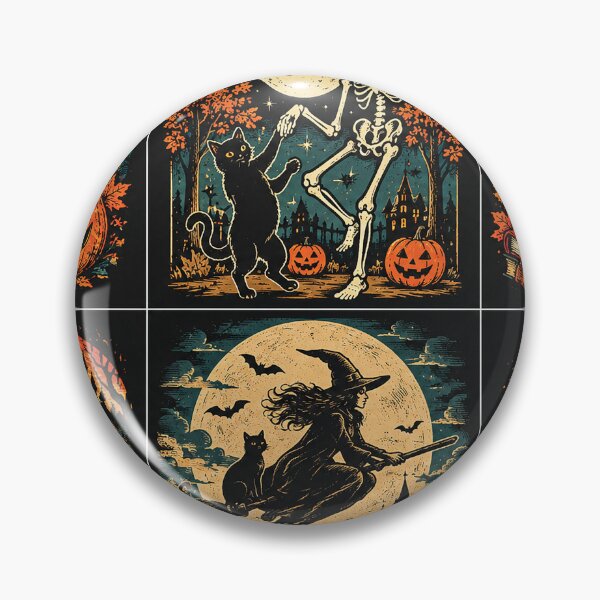 Item preview, Vintage Halloween Witch Cat Ghost Skeleton Spooky Collection designed and sold by Gold Turtle  Lina.