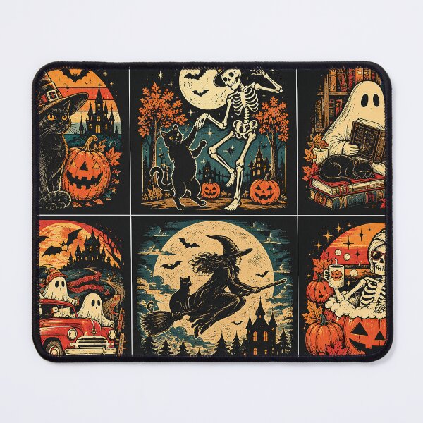 Item preview, Vintage Halloween Witch Cat Ghost Skeleton Spooky Collection designed and sold by Gold Turtle Lina.