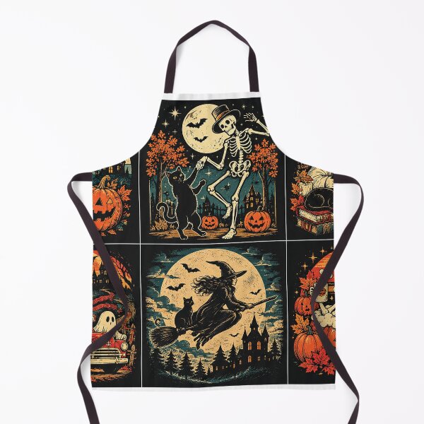 Item preview, Vintage Halloween Witch Cat Ghost Skeleton Spooky Collection designed and sold by Gold Turtle Lina.