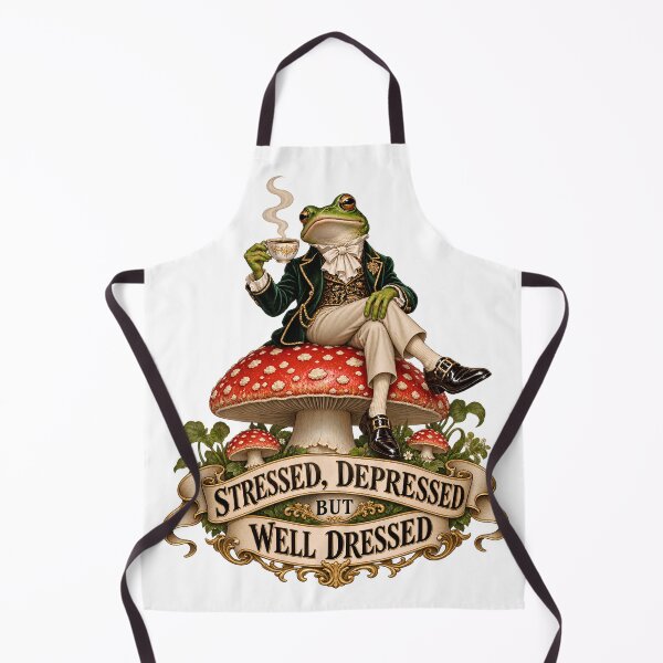 Item preview, Stressed Depressed But Well Dressed Funny Victorian Frog Mushroom designed and sold by Neurospicy Trolls.