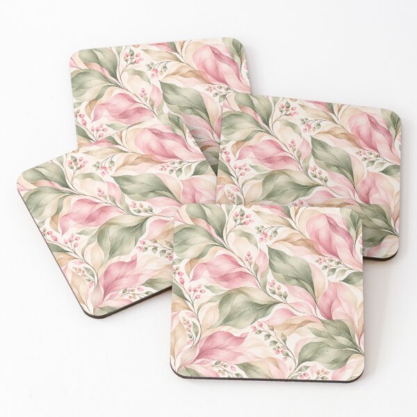 Aperçu de l'œuvre Blush Pink & Sage Leaves – Pastel Botanical Watercolor Pattern créée et vendue par HO•Designs.