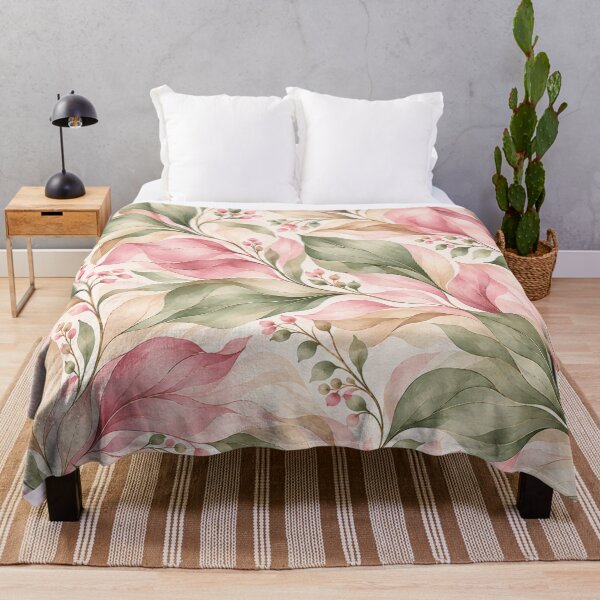 Artikelvorschau, Blush Pink & Sage Leaves – Pastel Botanical Watercolor Pattern entworfen und verkauft von HO•Designs.