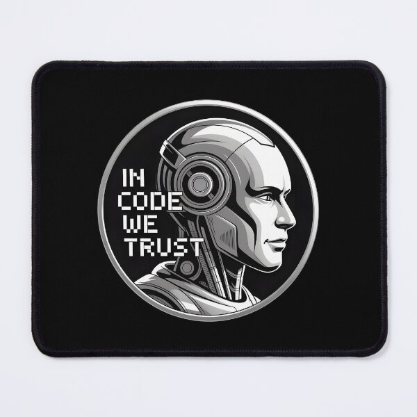 Item preview, In Code We Trust – Futuristic Programmer Tech Humor designed and sold by Jollys-ArtShop.