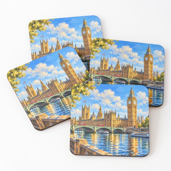 Aperçu de l'œuvre Londres appelle – Big Ben et la Tamise en couleur créée et vendue par OzyWear.