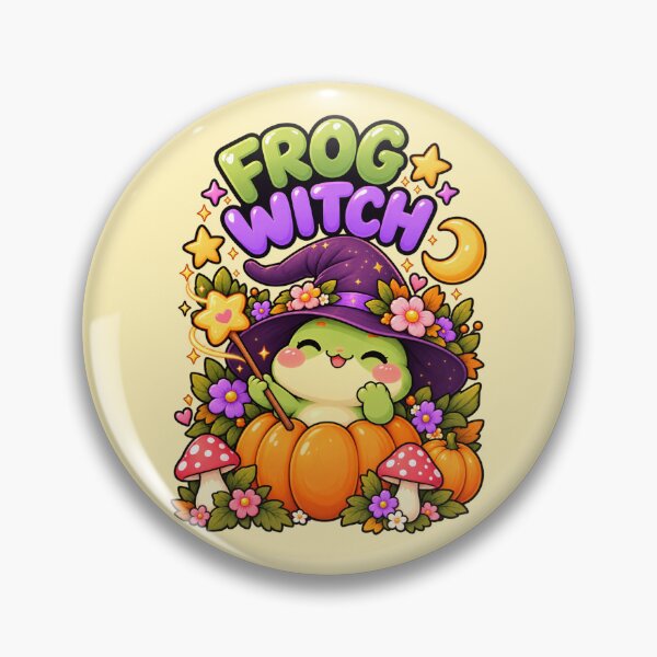 Item preview, Frog Witch Halloween – Cute Kawaii Frog Pumpkin Witch designed and sold by StickyDelights.