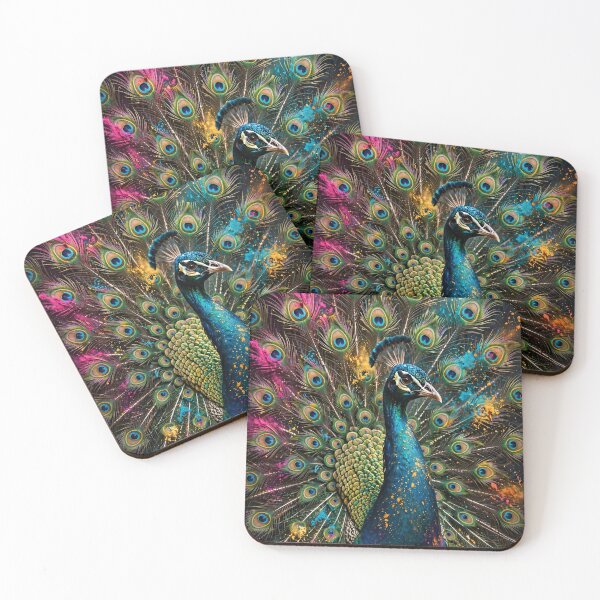 Item preview, Peacock in Holi Colors | Vibrant Indian Bird Wall Art designed and sold by Mr7Williams.