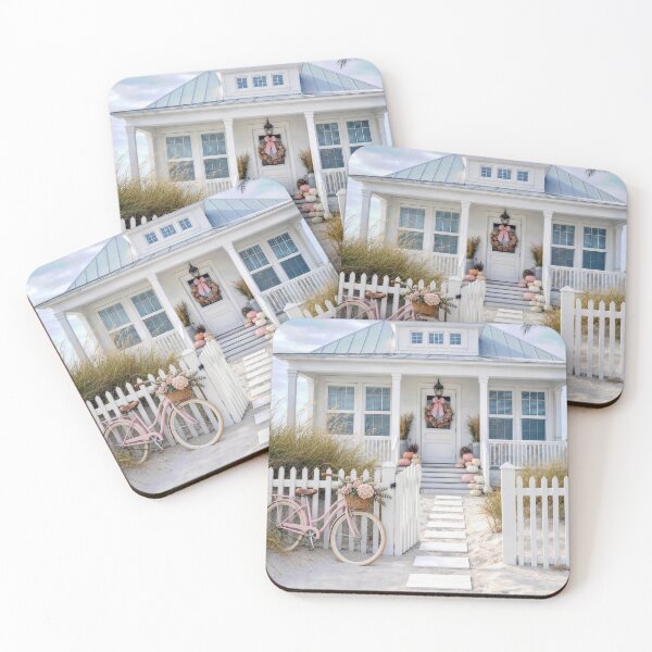 Item preview, Beach Cottage with Pink and White Pumpkins designed and sold by Maria Dryfhout.