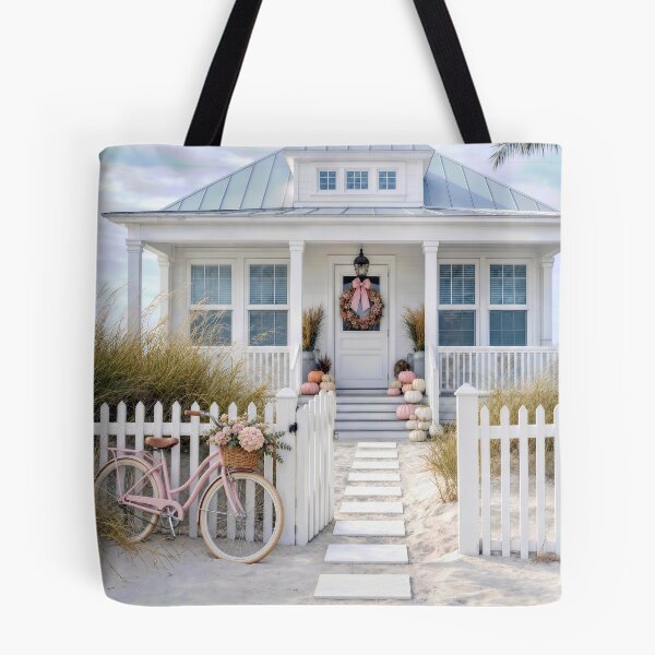 Item preview, Beach Cottage with Pink and White Pumpkins designed and sold by Maria Dryfhout.