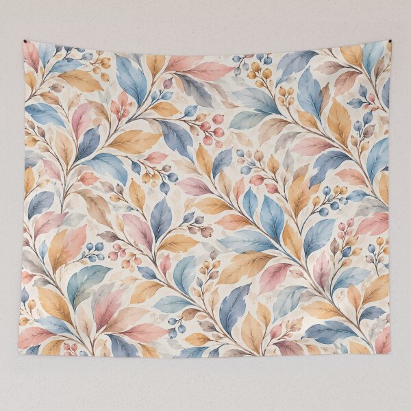 Artikelvorschau, Pastel Botanical Leaves – Blue, Peach & Blush Watercolor Pattern entworfen und verkauft von HO•Designs.