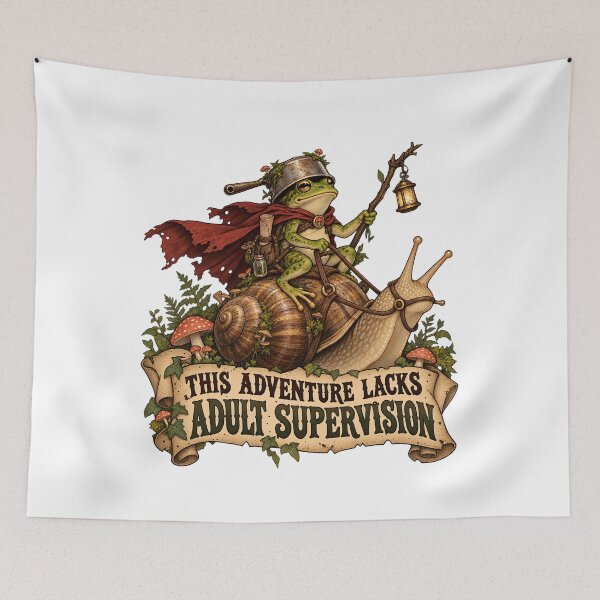Item preview, This Adventure Lacks Adult Supervision Funny Frog and Snail Goblincore designed and sold by Neurospicy Trolls.