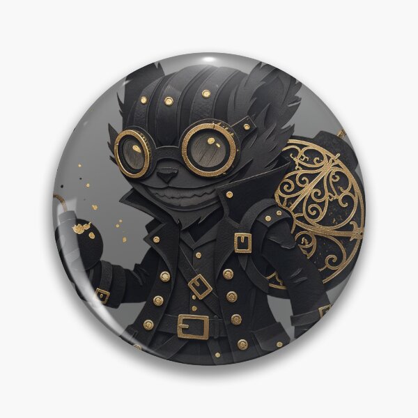 Item preview, Steampunk Cat Bomber Black Gold Mad Chemist Art designed and sold by CuteKats.