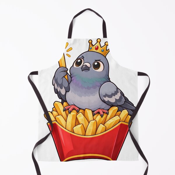 Aperçu de l'œuvre Pigeon kawaii rigolo avec des frites – Oiseau chibi mignon créée et vendue par Oddly Tiny Zoo.