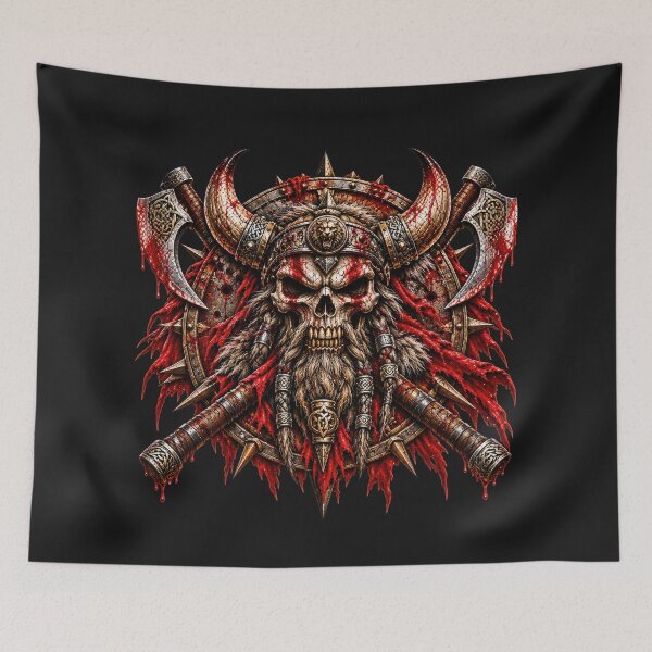 Item preview, Viking Berserker – Norse Warrior Skull & Battle Axes designed and sold by artistwill.