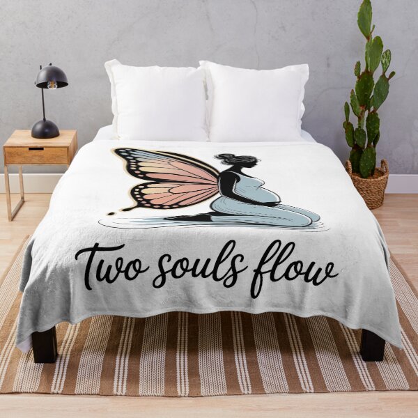 Aperçu de l'œuvre Two Souls Flow Blue Teal Gold Wings Piece créée et vendue par 108stillness.