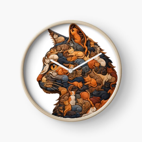 Item preview, Cosmic Cat Nap Silhouette Wood Mosaic Art designed and sold by VisualVerseLab.
