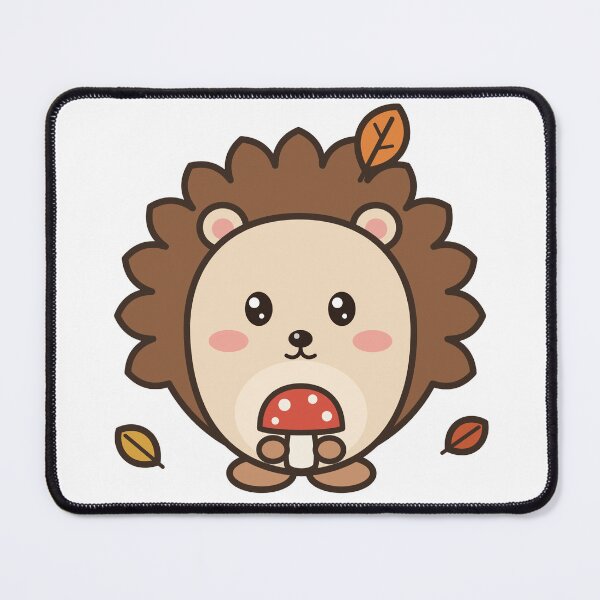 Item preview, Cute Kawaii Hedgehog with Mushroom - Cottagecore Autumn designed and sold by Mooncap Studio.