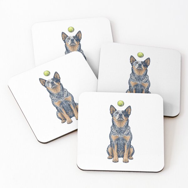 Artikelvorschau, Blue Heeler starrt einen Tennisball an entworfen und verkauft von eignvalue.