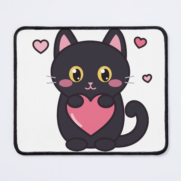 Item preview, Cute Black Cat Hugging a Heart - Kawaii Valentine designed and sold by Mooncap Studio.