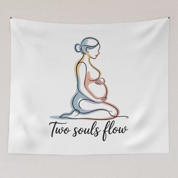 Artikelvorschau, Two Souls Flow Peach Yellow Blue Kneeling Design entworfen und verkauft von 108stillness.
