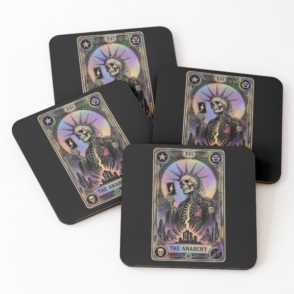 Item preview, The Anarchy Tarot Card Punk Skeleton Art designed and sold by ERODED SELF.