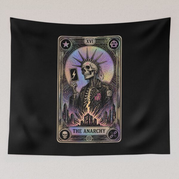 Item preview, The Anarchy Tarot Card Punk Skeleton Art designed and sold by ERODED SELF.
