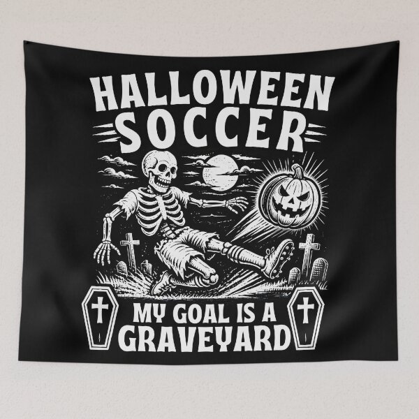 Item preview, Halloween Soccer Funny Skeleton Playing Football Graveyard  designed and sold by LeSoniPapaPrint.