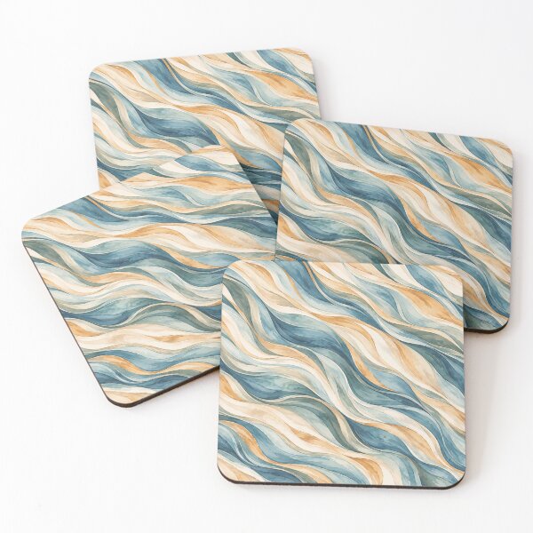 Aperçu de l'œuvre Pastel Teal & Blue Waves – Elegant Watercolor Abstract Pattern créée et vendue par HO•Designs.