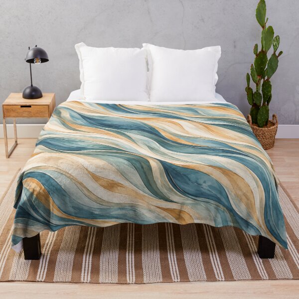 Aperçu de l'œuvre Pastel Teal & Blue Waves – Elegant Watercolor Abstract Pattern créée et vendue par HO•Designs.