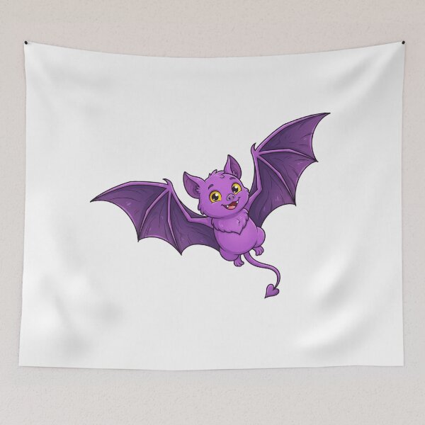 Aperçu de l'œuvre Cute Purple Bat Creature - Funny Cartoon Art créée et vendue par Pollock.