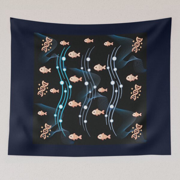 Item preview, Cute Science Marine Life DNA and Fish Pattern designed and sold by Azurart2.
