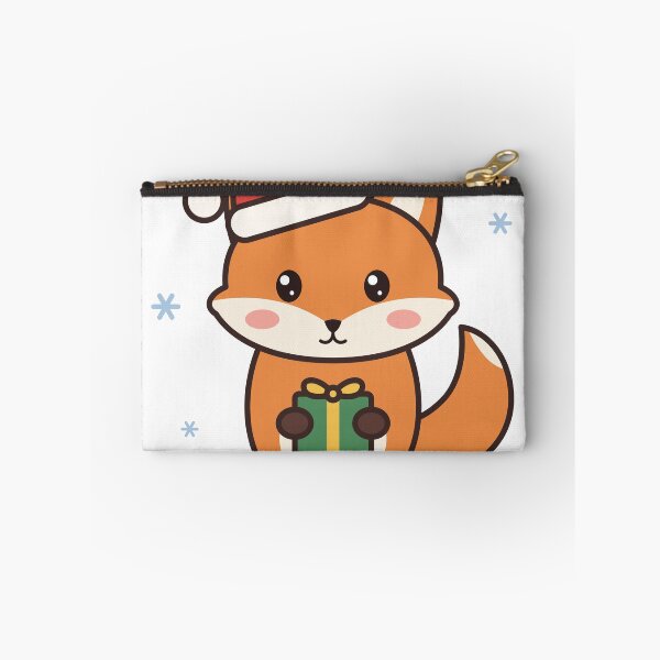 Item preview, Cute Kawaii Christmas Fox with Santa Hat and Gift designed and sold by Mooncap Studio.