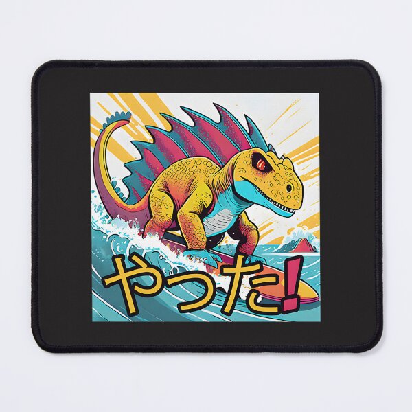 Item preview, Funny Anime Dinosaur Surfing Design for Fans of Dinosaurs and Surfing designed and sold by ItIsIsz.