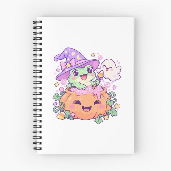 Item preview, Cute Witch Frog in Pumpkin Cauldron designed and sold by sasaPRO.