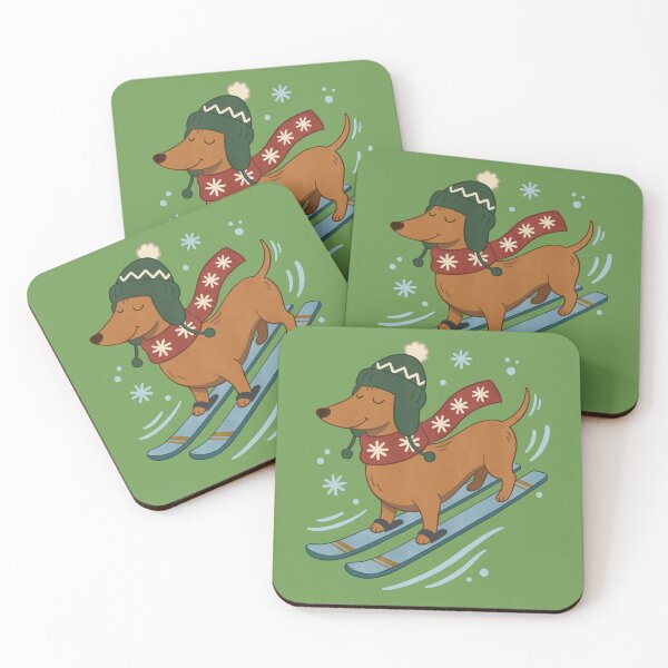 Item preview, Christmas Dachshund Skiing Into a Cozy Winter Adventure designed and sold by FreshVibe Prints.