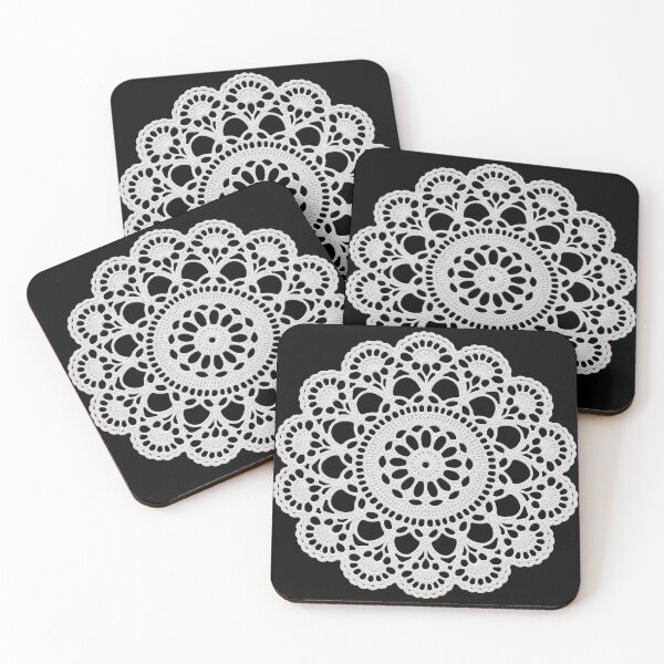 Item preview, Tapete de encaje blanco con estilo retro y formas de mandala designed and sold by Shapes-Mania.