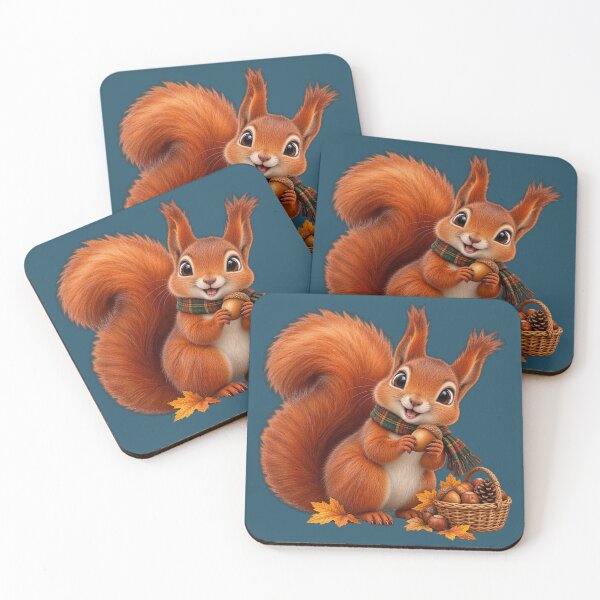 Item preview, Cute Scottish Red Squirrel Gathering Acorns in Autumn designed and sold by MaedK.