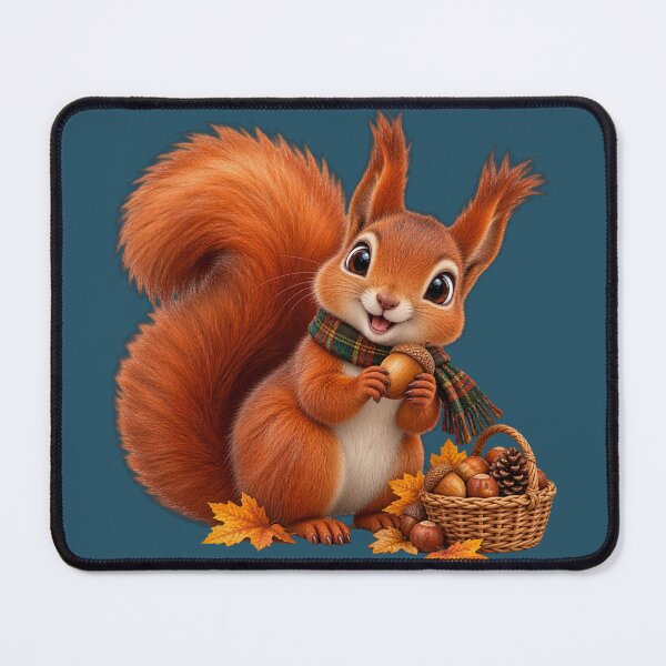 Item preview, Cute Scottish Red Squirrel Gathering Acorns in Autumn designed and sold by MaedK.