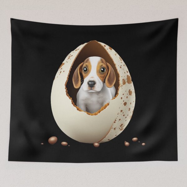 Artikelvorschau, Niedlicher Beagle-Welpe im zerbrochenen Ei – Osterhund-Kunst entworfen und verkauft von Apex Designs.