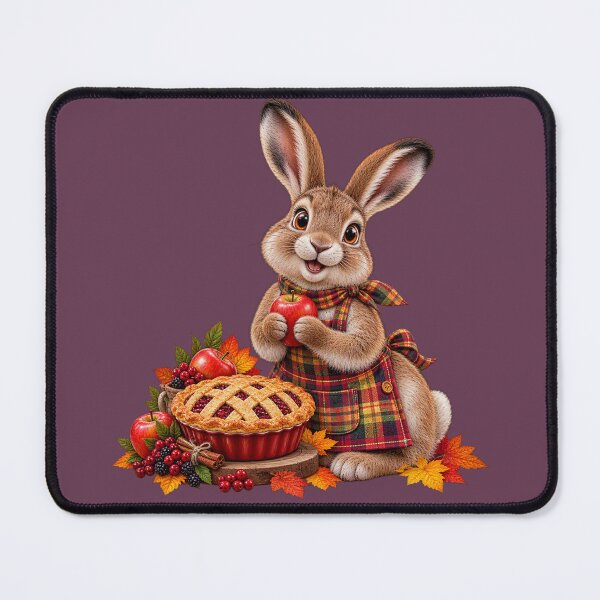 Item preview, Cute Scottish Mountain Hare with Autumn Apple and Berry Pie designed and sold by MaedK.